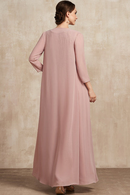 Robe Pastel Rose Traîne Long Dentelle - gallery 3