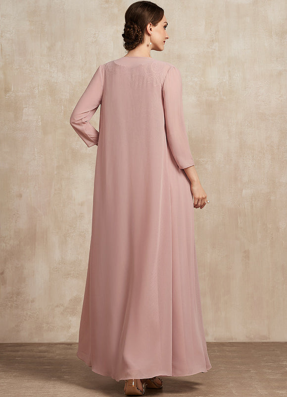 Robe Pastel Rose Traîne Long Dentelle - gallery 3