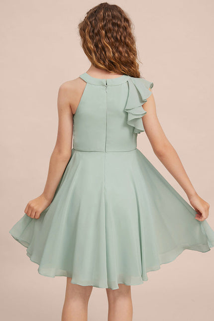 Robe Pastel Vert Menthe Trapèze Mousseline - gallery 7