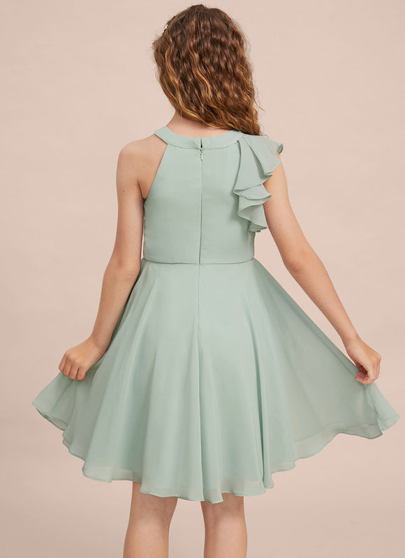 Robe Pastel Vert Menthe Trapèze Mousseline - gallery 7