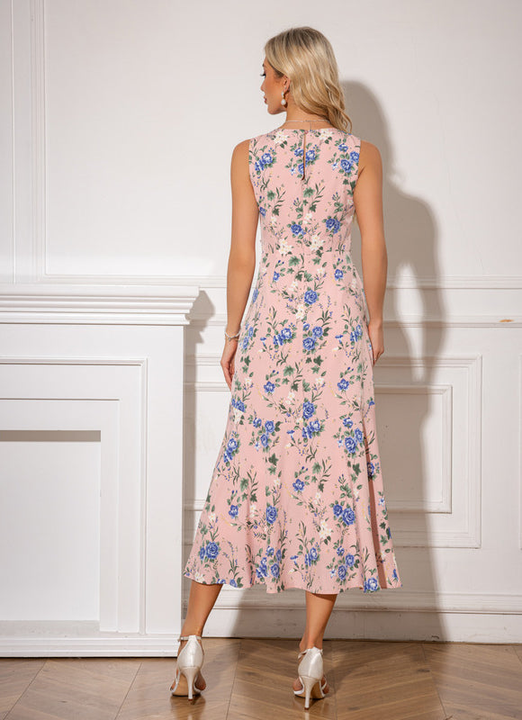 Robe Pastel Blanche Avec Fleurs Roses - gallery 2
