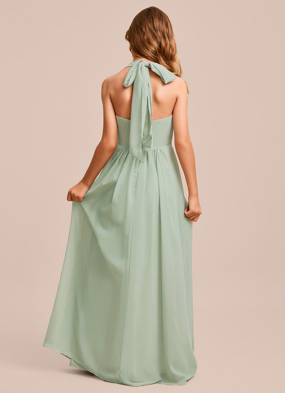 Robe Pastel Bleu Col Carré Long - gallery 5