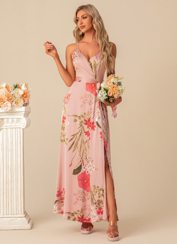 Robe Pastel Florale Rose Satinée - gallery 3