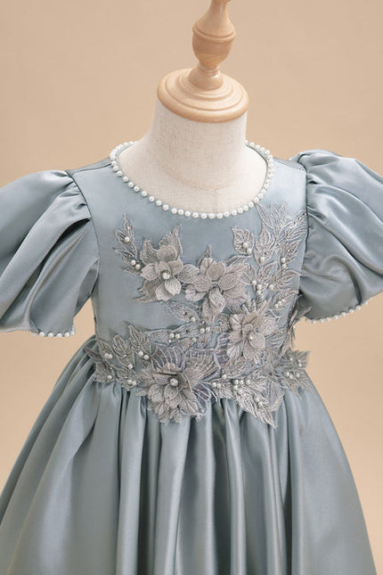 Robe Pastel Bleu Ciel Trapèze Satin - gallery 5