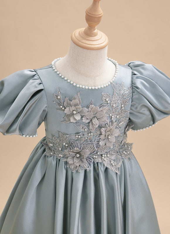 Robe Pastel Bleu Ciel Trapèze Satin - gallery 5