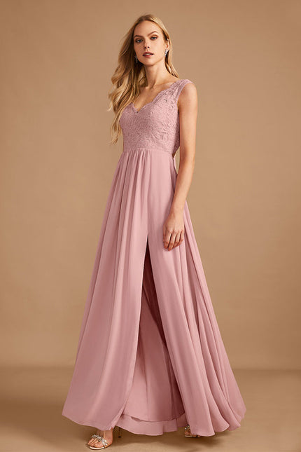 Robe Pastel Rose Demoiselle D'Honneur Élégante - gallery 1