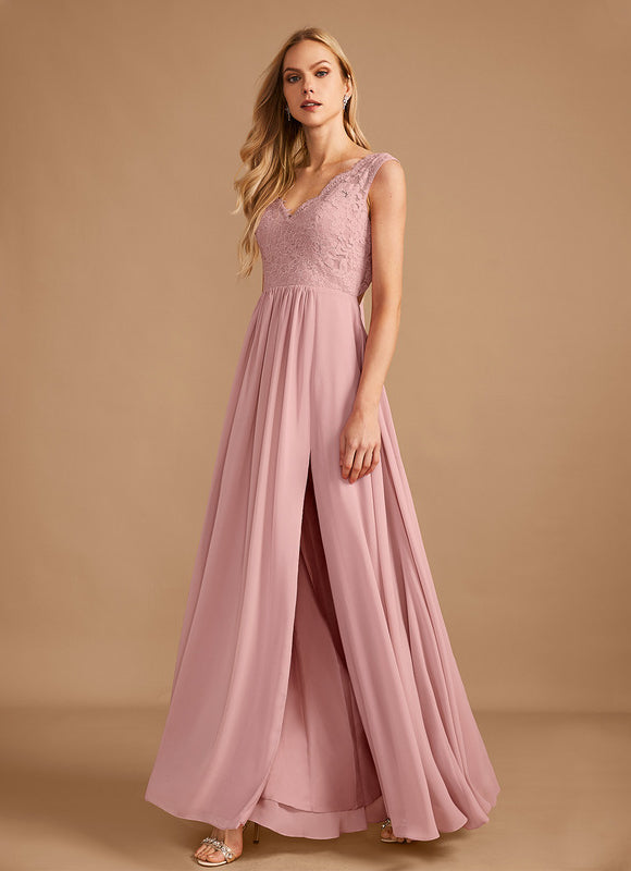 Robe Pastel Rose Demoiselle D'Honneur Élégante - gallery 1