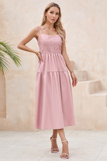 Robe Pastel Rose Col Cœur Midi