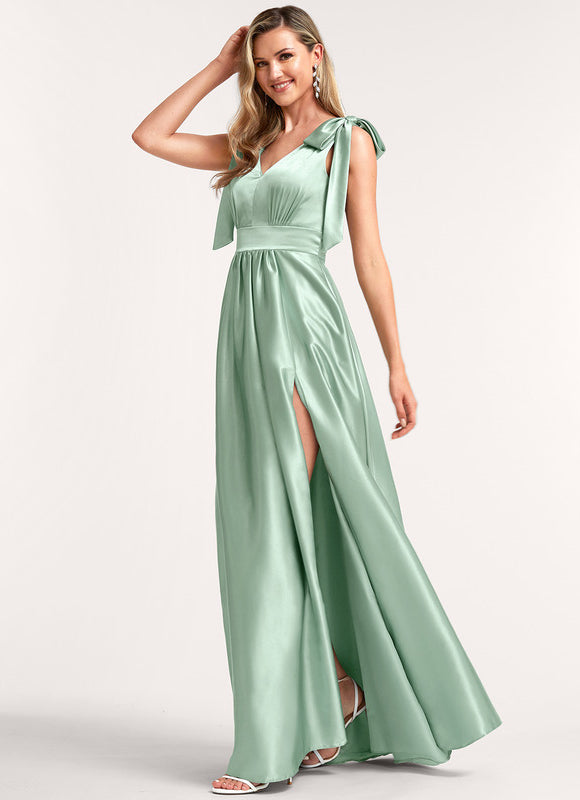 Robe Pastel Rose Satin Demoiselle D'Honneur - gallery 3