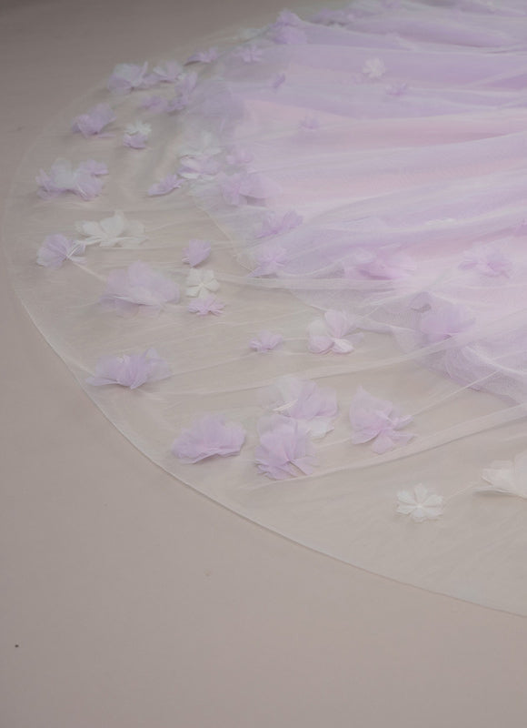 Robe Pastel Lilas Col Cœur Tulle Élégante - gallery 5