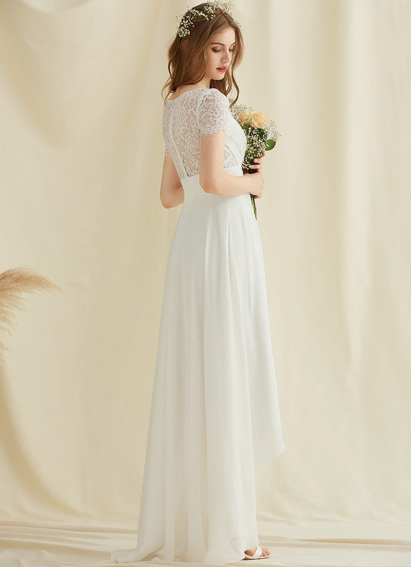 Robe Pastel Blanche Col V Asymétrique - gallery 2