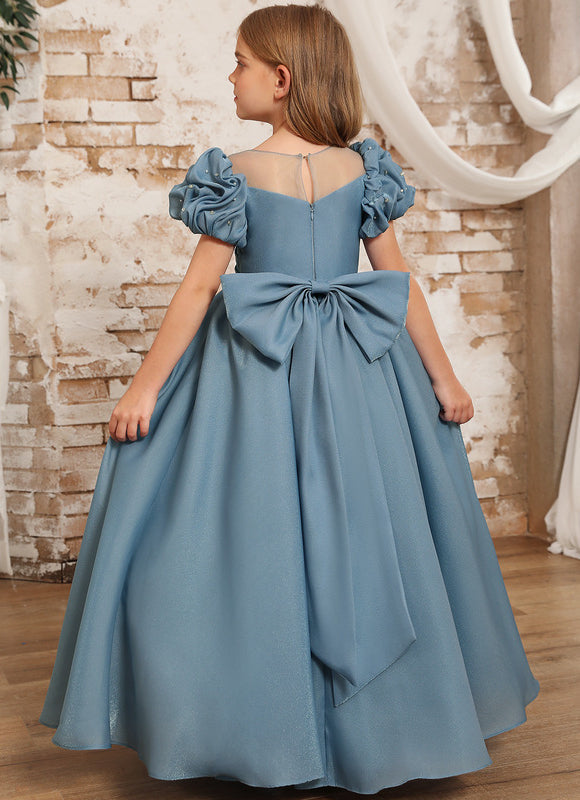 Robe Pastel Bleu Trapèze Col Rond - gallery 3