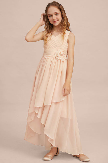 Robe Pastel Rose Demoiselle D'Honneur Asymétrique - gallery 1