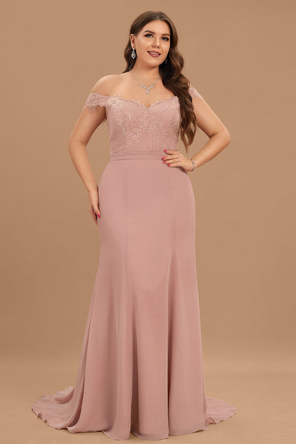 Robe Pastel Rose Sirène Dentelle Paillettes - gallery 7