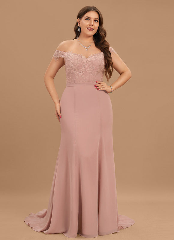 Robe Pastel Rose Sirène Dentelle Paillettes - gallery 7