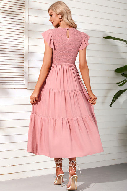 Robe Pastel Rose Maxi À Volants - gallery 4
