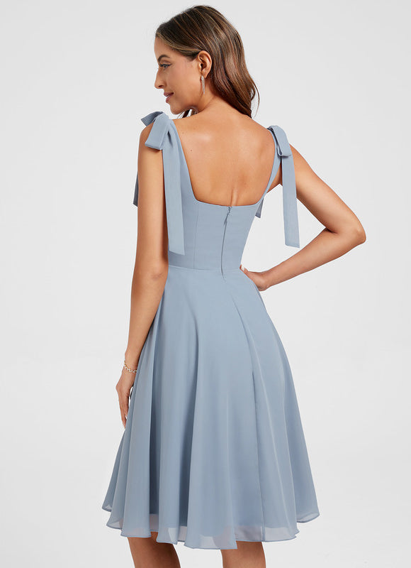 Robe Pastel Bleu Col Carré Trapèze - gallery 6