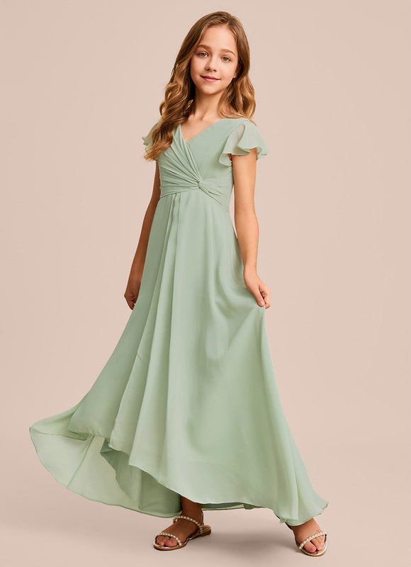 Robe Pastel Verte Trapèze Col V Junior - gallery 4