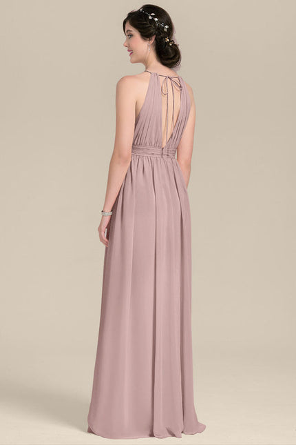 Robe Pastel Rose Dégradé Col Rond Maxi - gallery 4