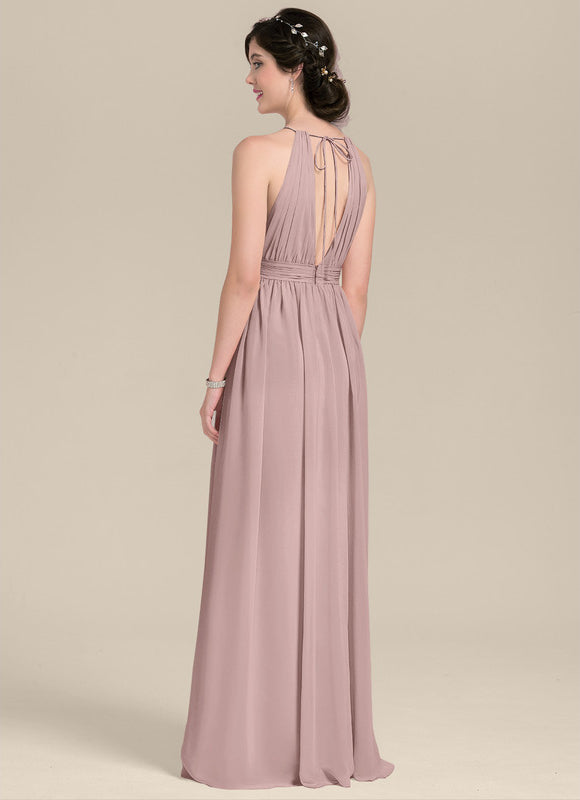 Robe Pastel Rose Dégradé Col Rond Maxi - gallery 4