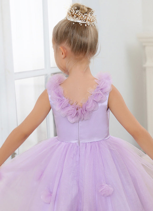 Robe Pastel Lilas Col Rond Satin Tulle - gallery 5