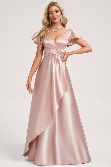 Robe Pastel Verte Satin Longueur Ras Du Sol