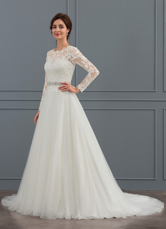 Robe Pastel Élégante Blanche Tulle Dentelle - gallery 1