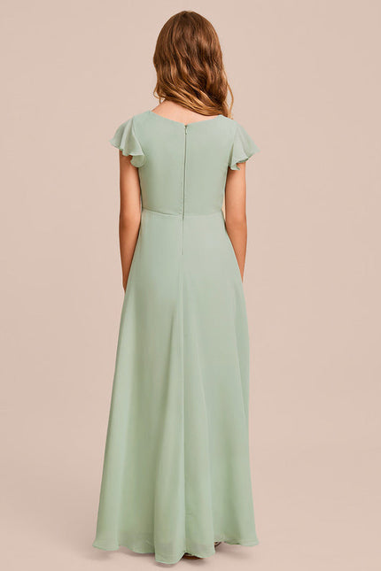 Robe Pastel Verte Trapèze Col V Junior - gallery 5