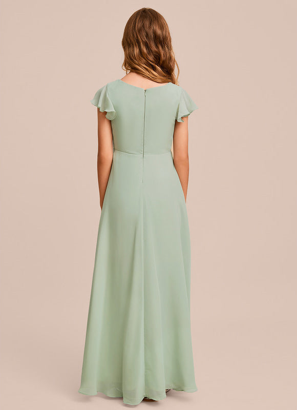 Robe Pastel Verte Trapèze Col V Junior - gallery 5