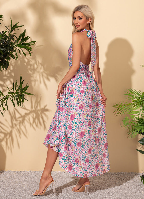 Robe Pastel Imprimé Fleurs Mauve Maxi - gallery 5