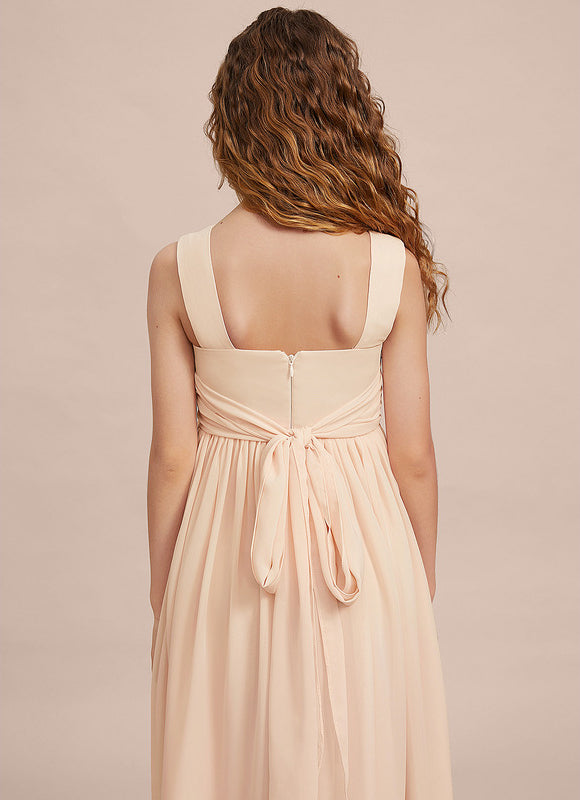 Robe Pastel Rose Demoiselle D'Honneur Asymétrique - gallery 5
