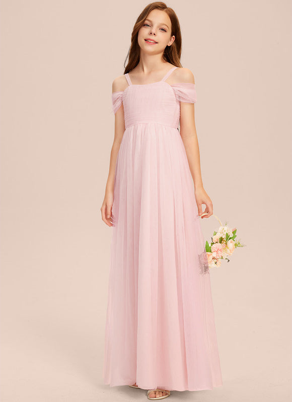 Robe Pastel Rose Décolleté Épaules Tulle - gallery 1