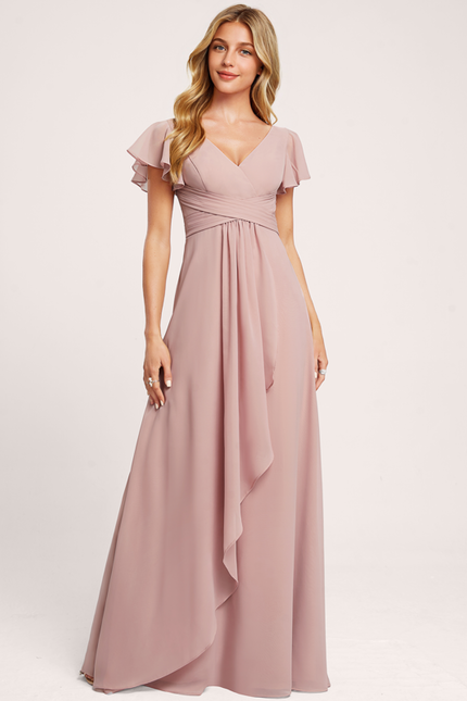 Robe Pastel Rose Demoiselle D'Honneur Élégante