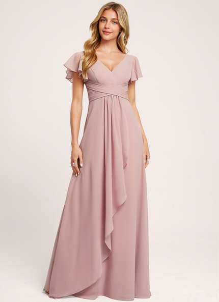 Robe Pastel Rose Demoiselle D'Honneur Élégante