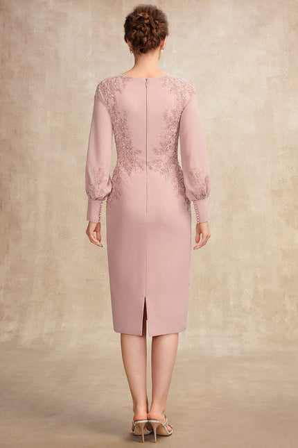 Robe Pastel Rose Fourreau Mère De La Mariée - gallery 2