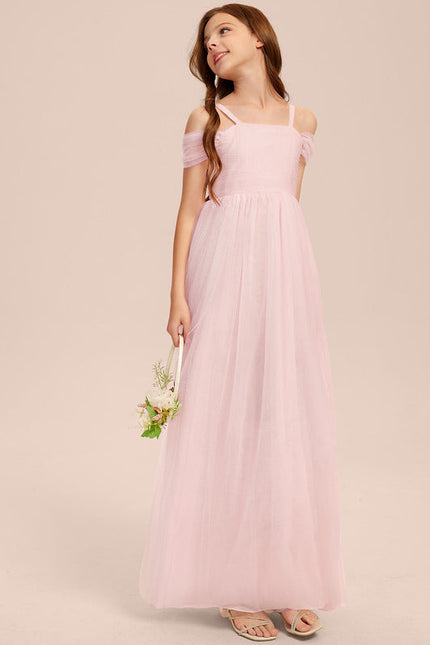 Robe Pastel Rose Décolleté Épaules Tulle - gallery 5