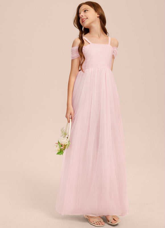 Robe Pastel Rose Décolleté Épaules Tulle - gallery 5