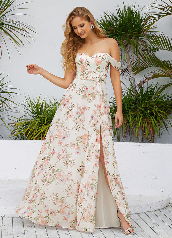 Robe Pastel Florale Décolletée Longue - gallery 8
