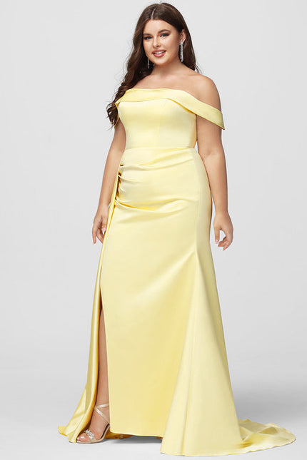Robe Pastel Satinée Jaune Sirène Élégante - gallery 6