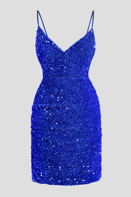 Robe Pastel Bleu Pailleté Mini Fourreau - gallery 9